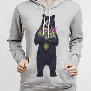 Bear Flowers - Multicolor on Athletic Heather Women's Pullover Hoodie