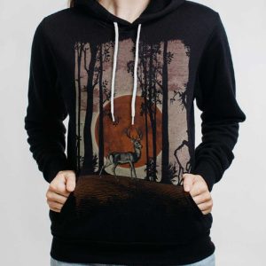 Buck Moon - Multicolor on Black Women's Pullover Hoodie