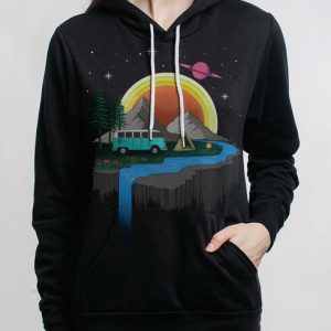 Camping - Multicolor on Black Women's Pullover Hoodie