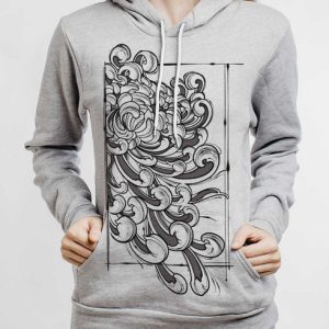 Chrysanthemum - Multicolor on Athletic Heather Women's Pullover Hoodie