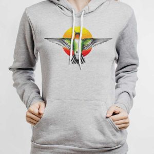 Hummingbird Sunset - Multicolor on Athletic Heather Women's Pullover Hoodie