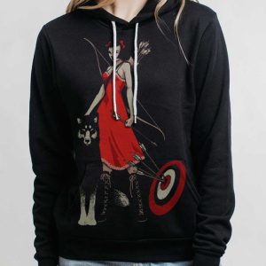 Huntress - Multicolor on Black Women's Pullover Hoodie