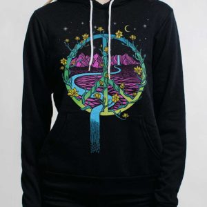 Inner Peace - Multicolor on Black Women's Pullover Hoodie