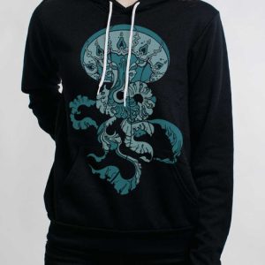 Jellyfish - Multicolor on Black Women's Pullover Hoodie