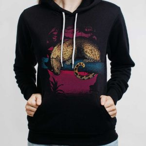Leopard - Multicolor on Black Women's Pullover Hoodie