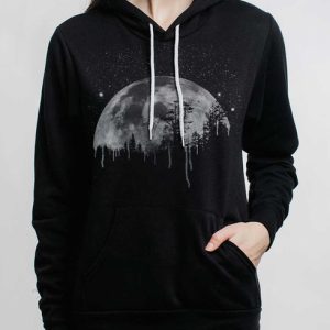 Moon - Multicolor on Black Women's Pullover Hoodie