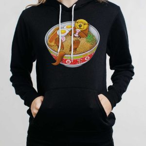 Otter Ramen - Multicolor on Black Women's Pullover Hoodie