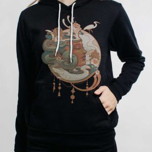 River Queen - Multicolor on Black Women's Pullover Hoodie