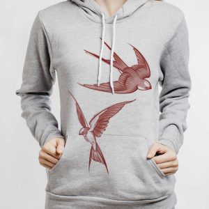 Swallows - Multicolor on Athletic Heather Women's Pullover Hoodie