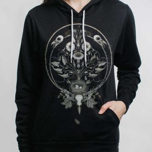 The Raven's Drum - Multicolor on Black Women's Pullover Hoodie