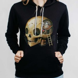 Thinking Space - Multicolor on Black Women's Pullover Hoodie