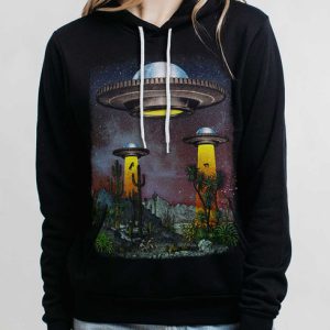 UFOs - Multicolor on Black Women's Pullover Hoodie
