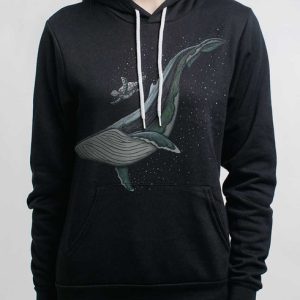 Whale and Turtle - Multicolor on Black Women's Pullover Hoodie
