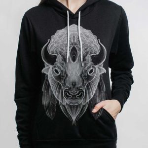 White Buffalo - Multicolor on Black Women's Pullover Hoodie
