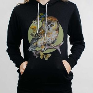 Wild Owl - Multicolor on Black Women's Pullover Hoodie